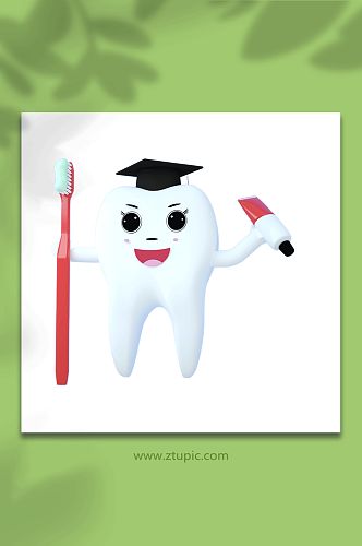 牙膏医疗牙科牙齿C4D模型PNG免抠元素