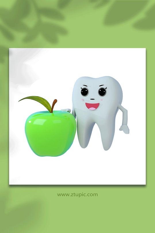 立体医疗牙科牙齿C4D模型PNG免抠元素