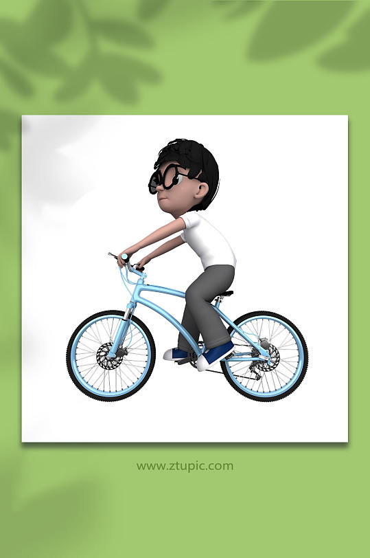 骑自行车小学生3D立体人物模型免抠元素
