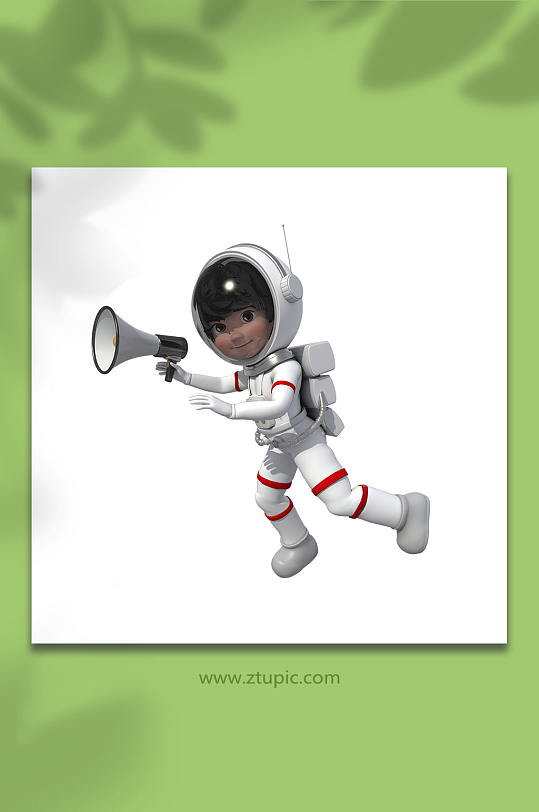 手拿喇叭宇航员3D卡通角色立体人物模型