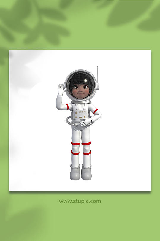 举手打招呼宇航员3D卡通角色立体人物模型