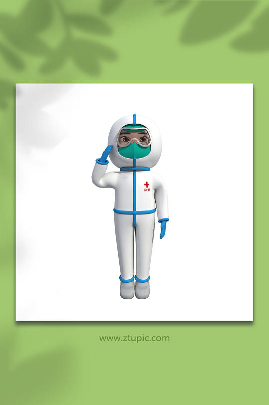 防疫医生敬礼3d立体人物模型免抠元素