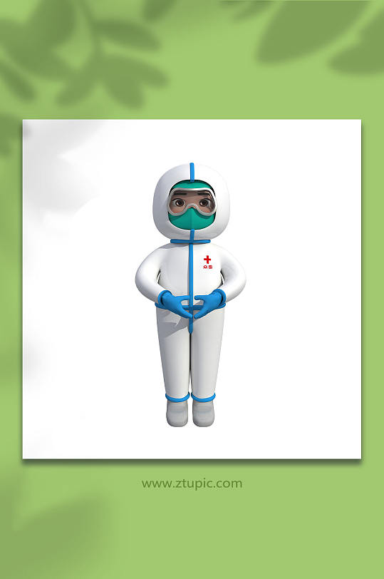 爱心手势防疫医生3D立体人物模型免抠元素-众图网
