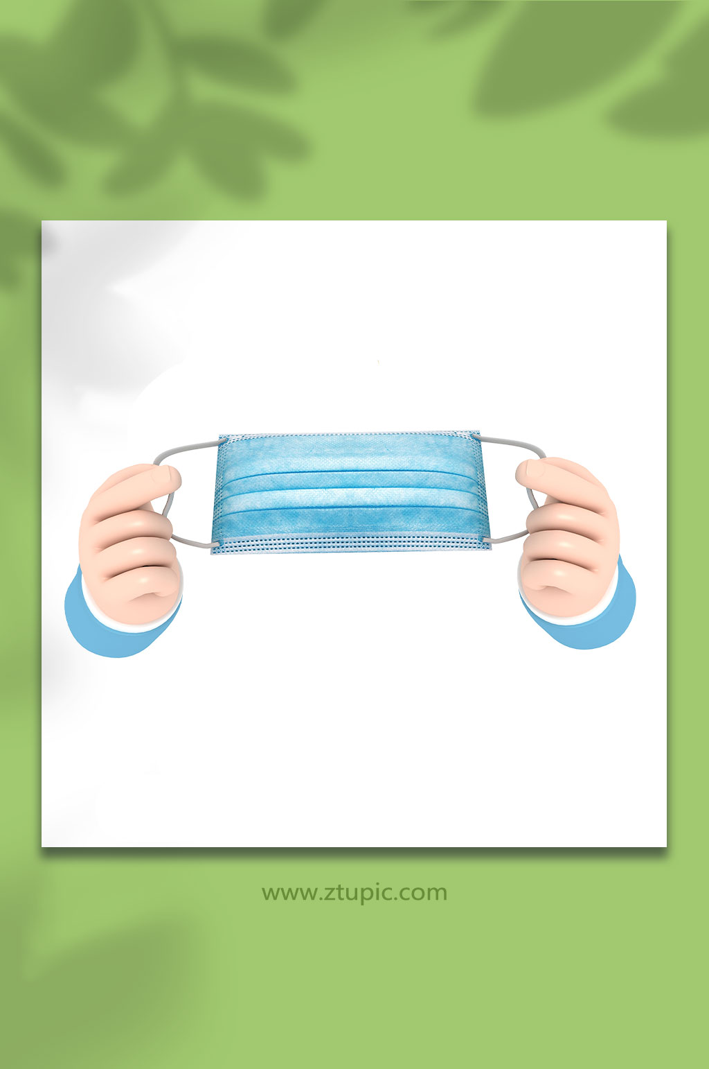 双手拿口罩医疗防疫3D立体手模型免抠元素素材