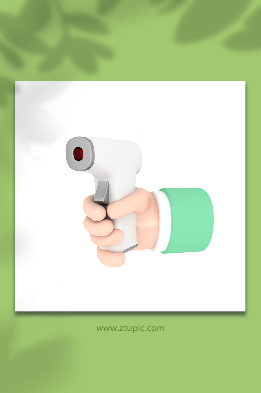 拿测温枪医疗防疫3D立体手模型免抠元素素材