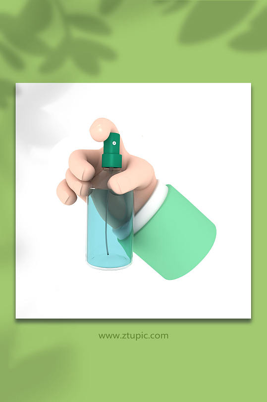 拿喷瓶医疗防疫3D立体手模型免抠元素-众图网