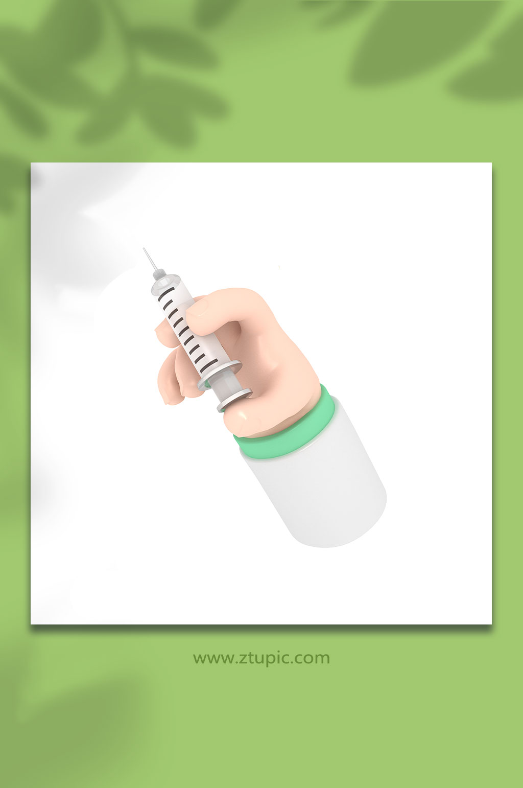 拿针管医疗防疫3D立体手模型免抠元素素材