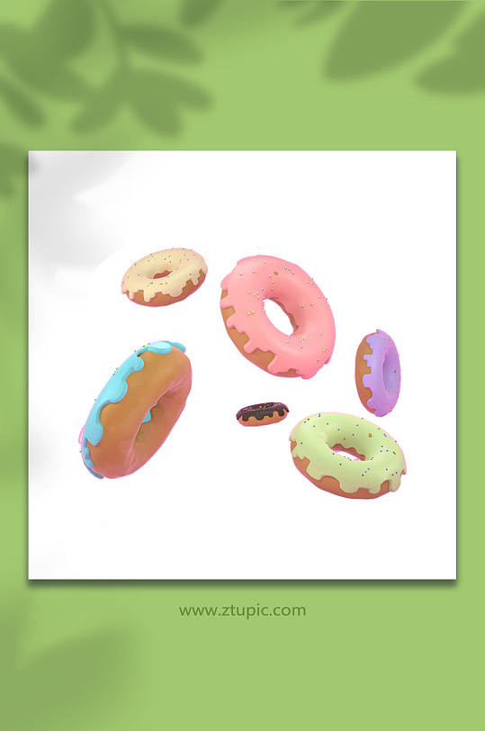 甜甜圈甜品美食C4D模型PNG免抠元素