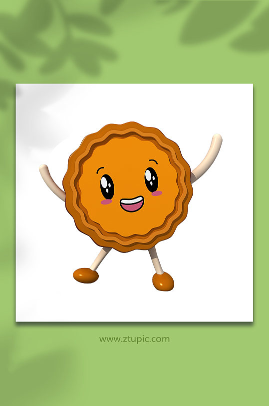 中秋节3D立体月饼欢呼模型PNG免抠元素-众图网