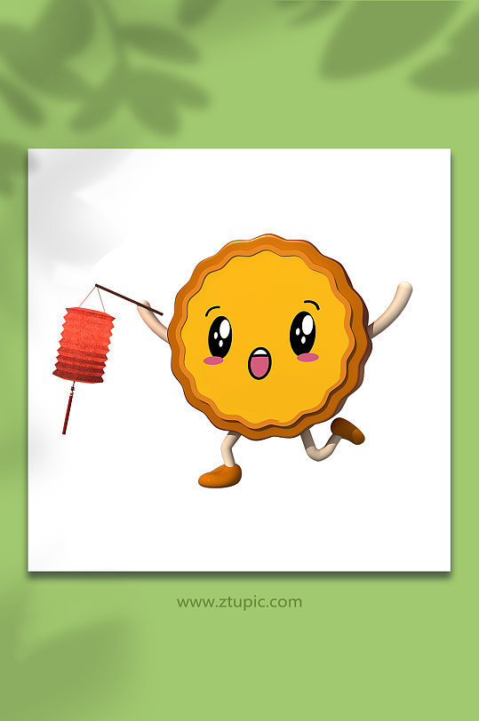 中秋节3D立体月饼花灯模型PNG免抠元素-众图网