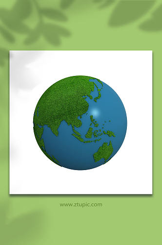 绿叶地球环保3D立体模型PNG免抠元素