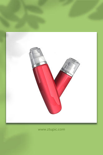 两瓶红色化妆品3D立体模型PNG免抠元素
