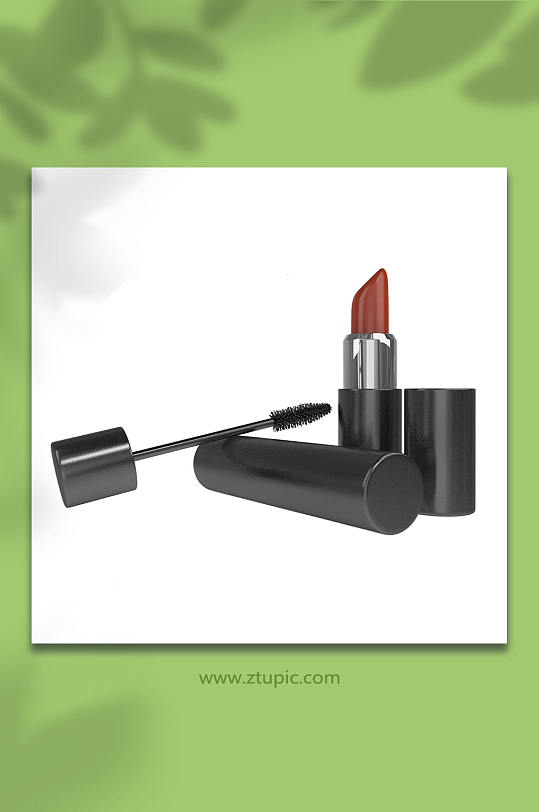 黑色口红化妆品3D立体模型PNG免抠元素