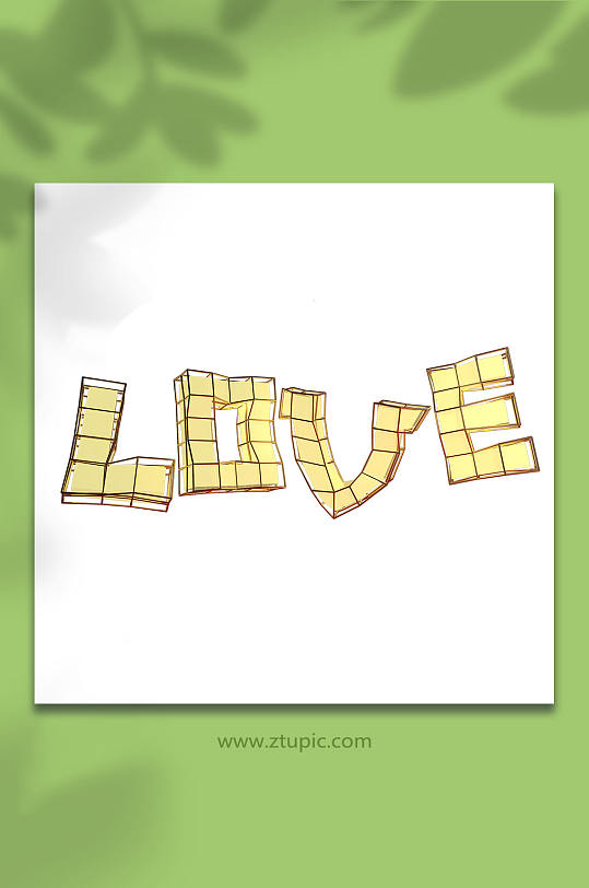 七夕发光英文3D立体模型PNG免抠元素-众图网