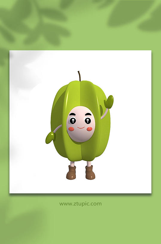 卡通水果杨桃3D立体模型PNG免抠元素-众图网