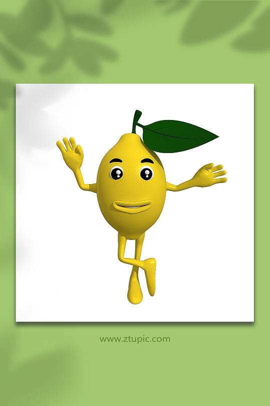 拟人水果柠檬人3d立体模型png免抠元素