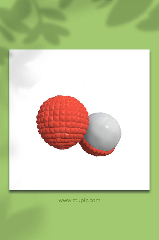 卡通水果荔枝3D立体模型PNG免抠元素-众图网