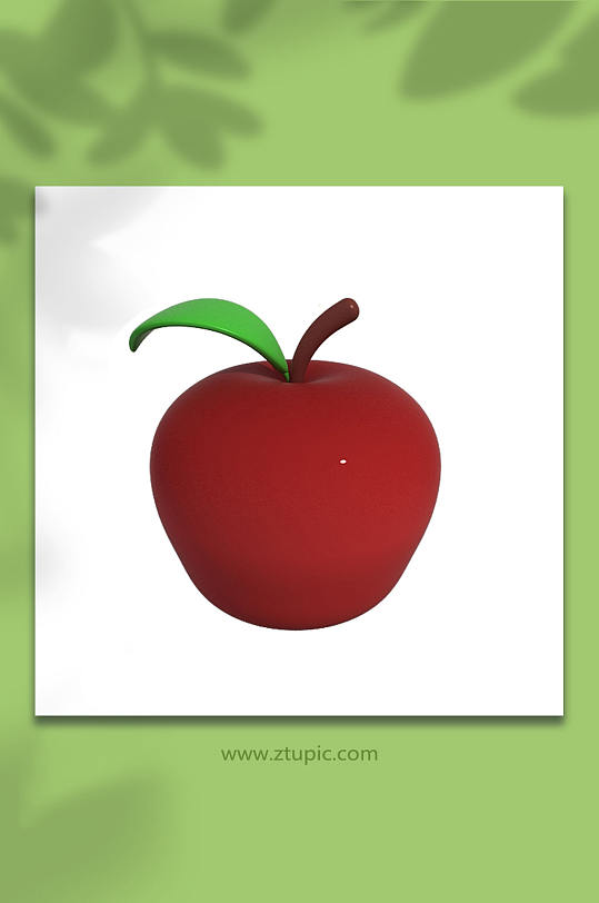 卡通水果苹果3D立体模型PNG免抠元素-众图网