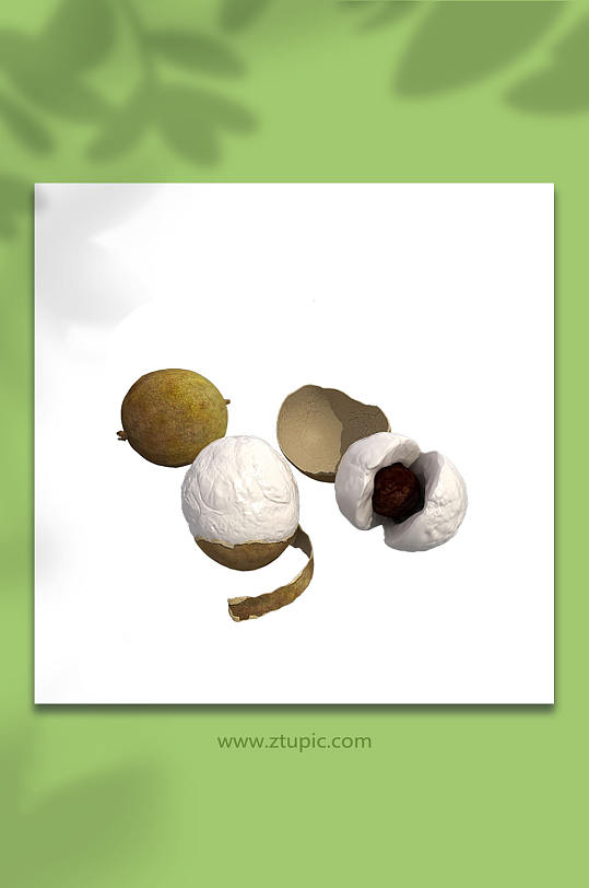 卡通水果龙眼3D立体模型PNG免抠元素-众图网