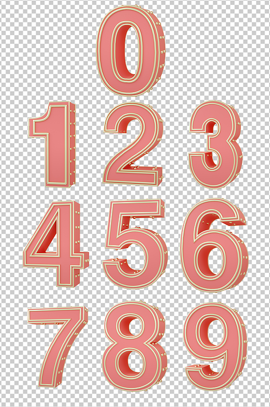 c4d字体设计png免抠元素立体字模型