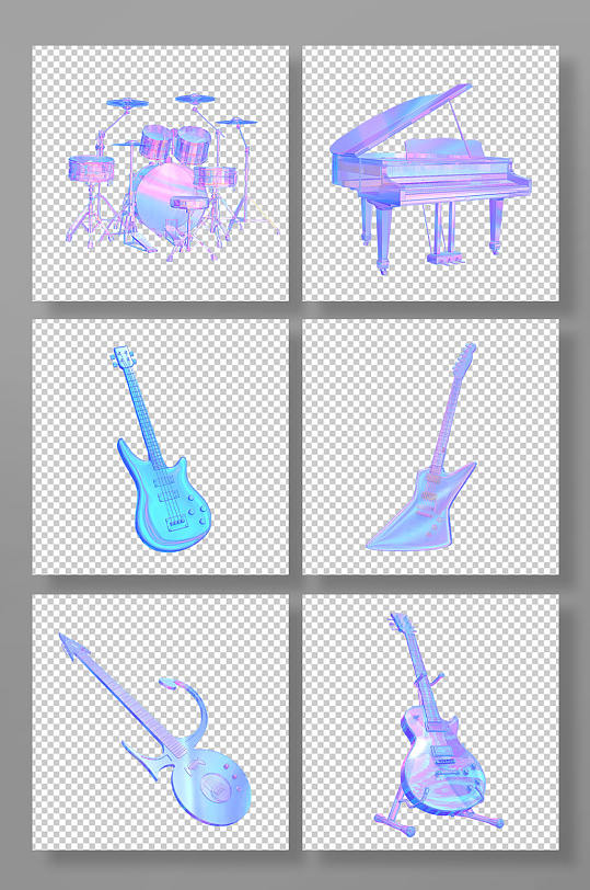 3D立体乐器音乐贝斯C4D模型PNG免抠元素