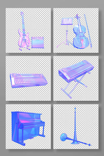 3D立体乐器音乐钢琴C4D模型PNG免抠元素