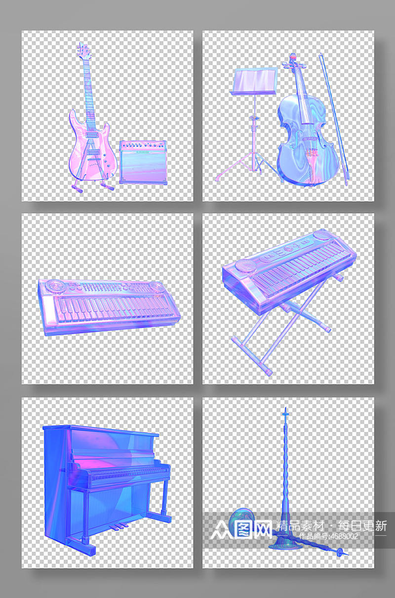 3D立体乐器音乐钢琴C4D模型PNG免抠元素素材