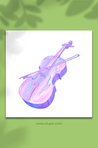 3D小提琴模型C4D立体模型PNG免抠元素