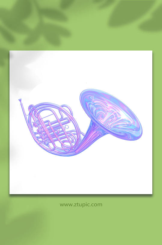 3D立体乐器圆号C4D模型PNG免抠元素-众图网