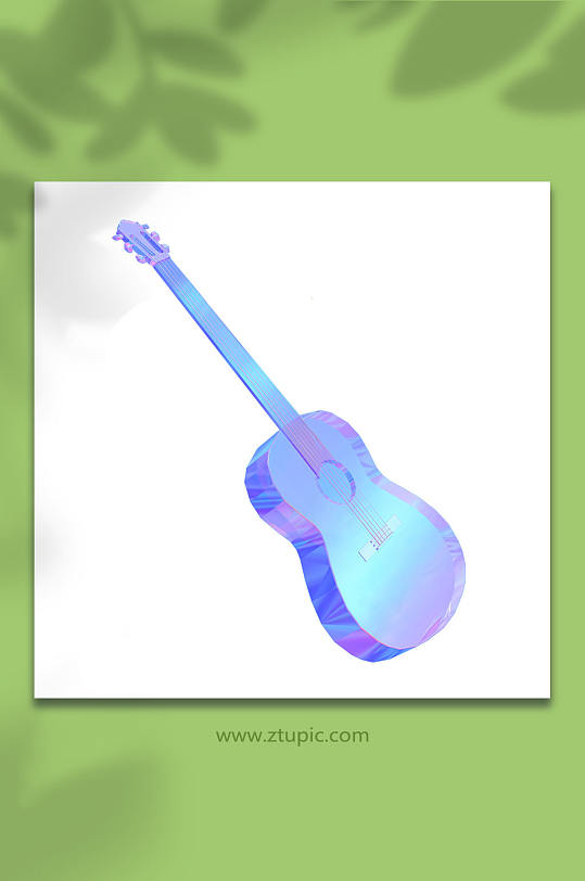 3D立体乐器吉他C4D模型PNG免抠元素-众图网