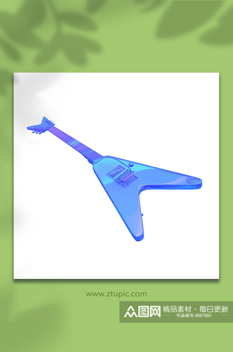 3D立体乐器吉他C4D模型PNG免抠元素素材