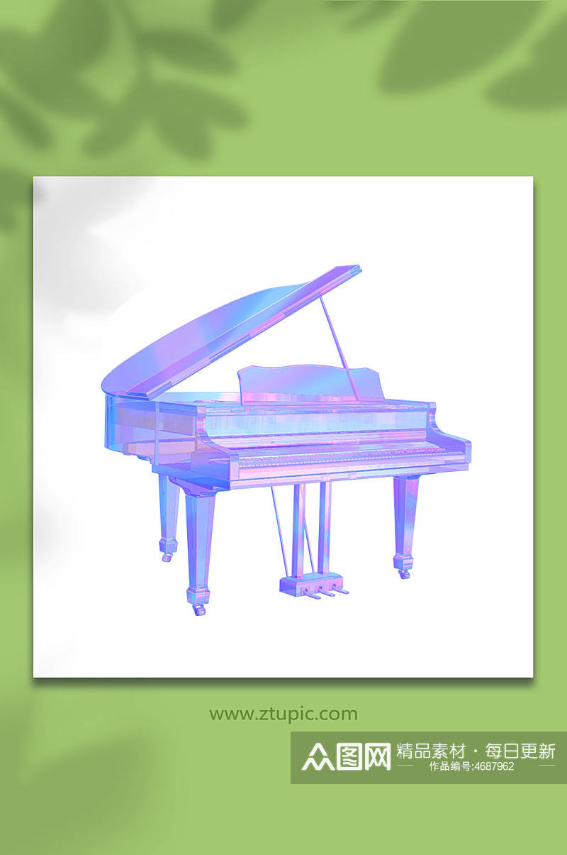 3D立体乐器钢琴C4D模型PNG免抠元素素材