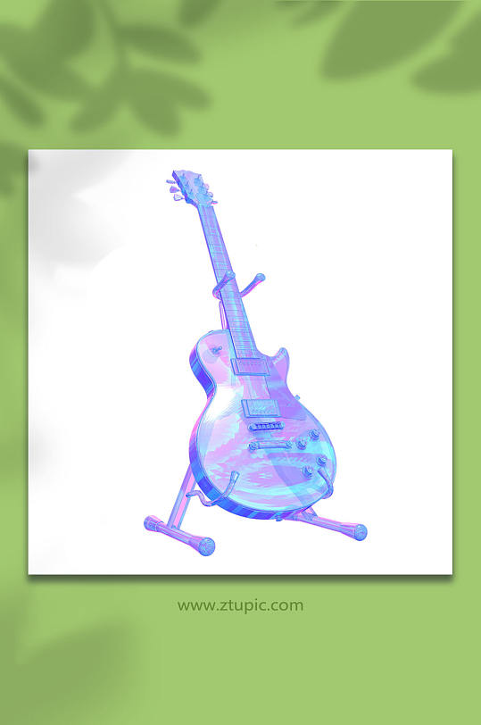 3D立体乐器音乐吉他C4D模型PNG免抠元素
