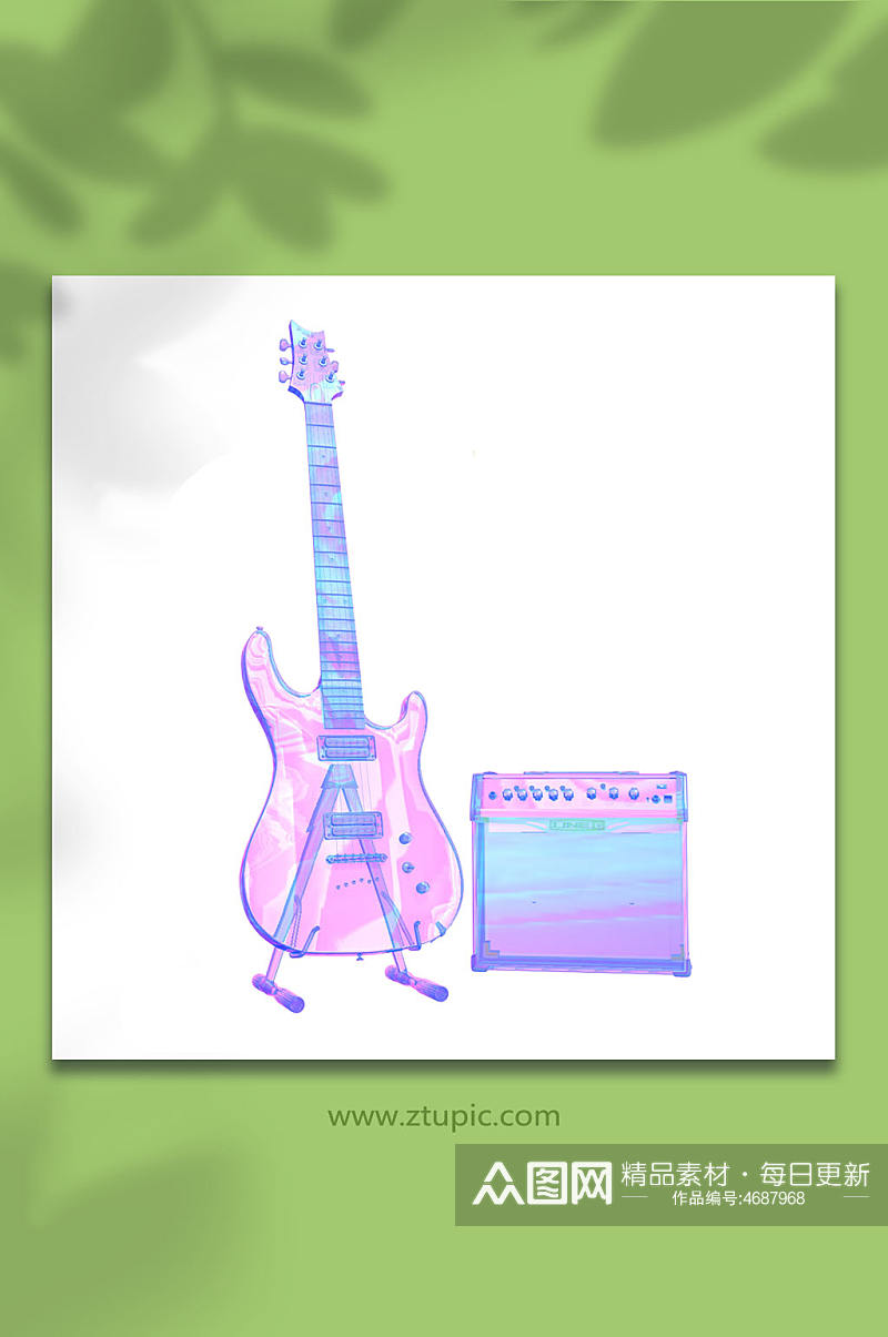 3D立体乐器吉他C4D模型PNG免抠元素素材