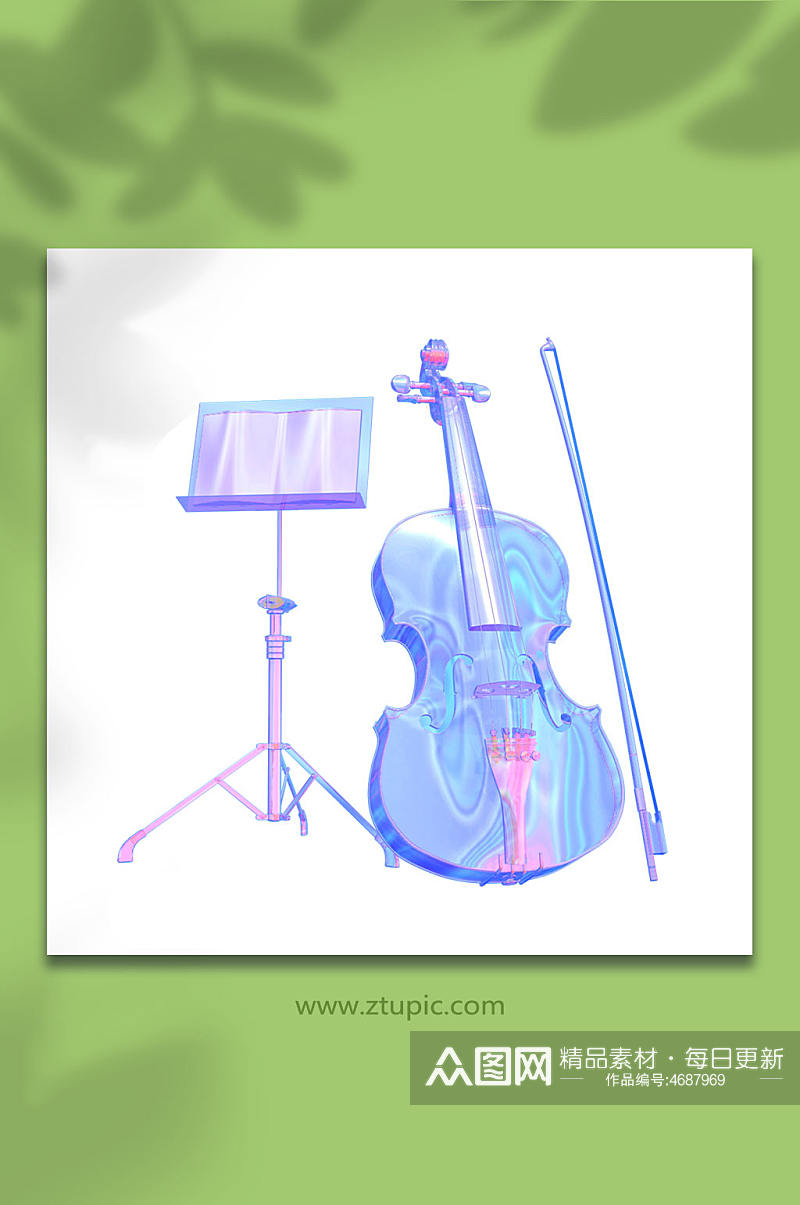 3D立体乐器提琴C4D模型PNG免抠元素素材