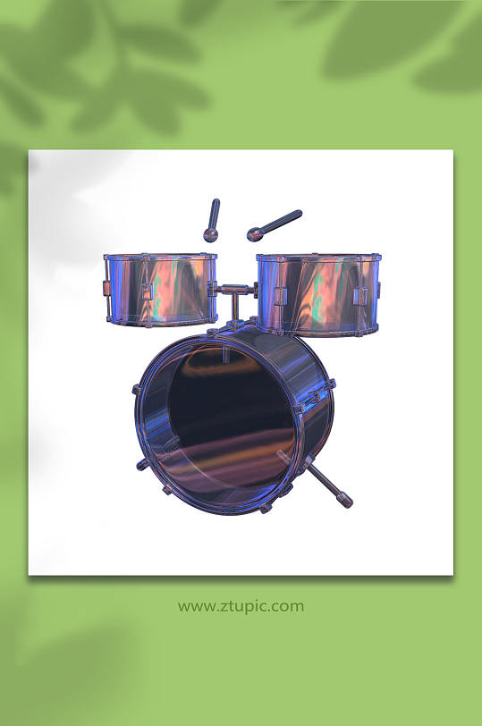 3D立体乐器音乐鼓C4D模型PNG免抠元素-众图网