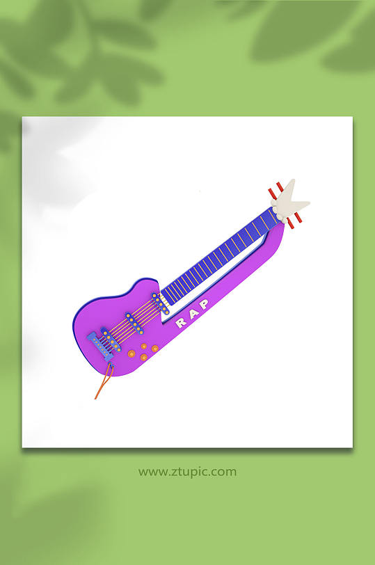 3D立体乐器吉他C4D模型PNG免抠元素