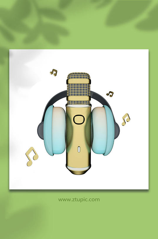 3D立体乐器音乐话筒C4D模型PNG免抠元素-众图网