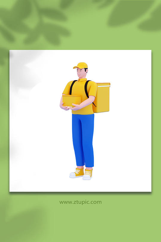 3d立体外卖小哥c4d模型png免抠元素