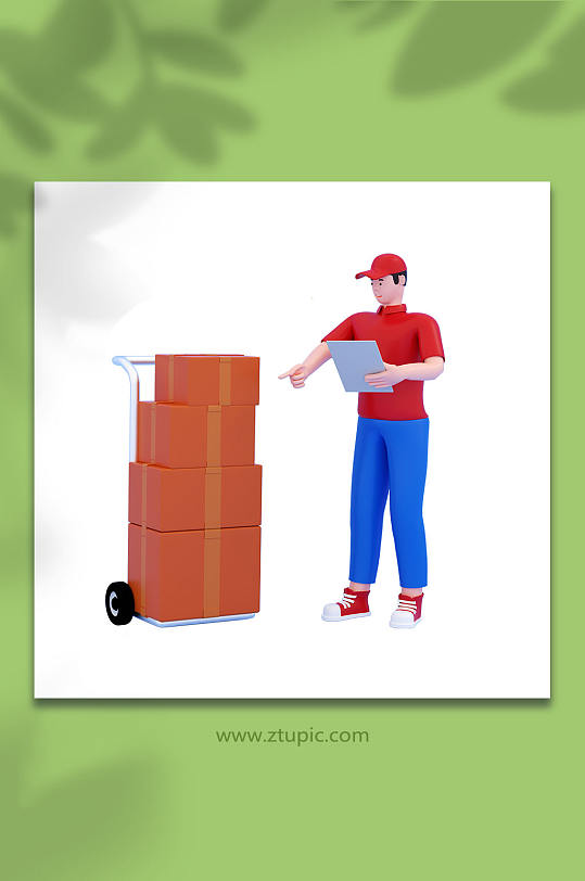 3d立体快递小哥c4d模型png免抠元素