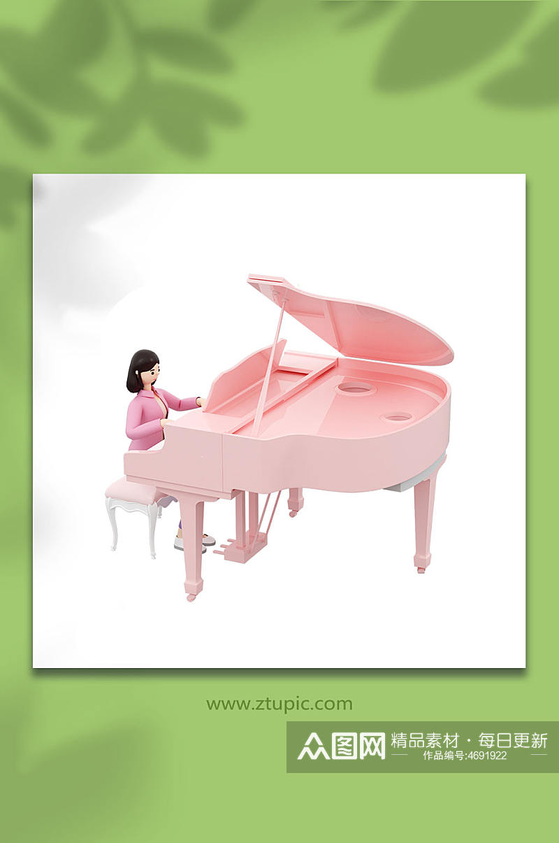 3D音乐钢琴立体C4D模型PNG免抠元素素材