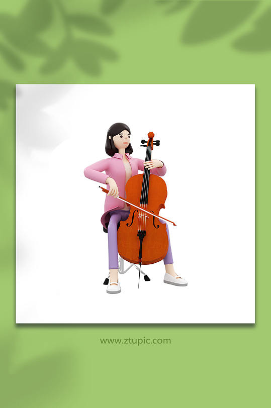3D音乐提琴立体C4D模型PNG免抠元素