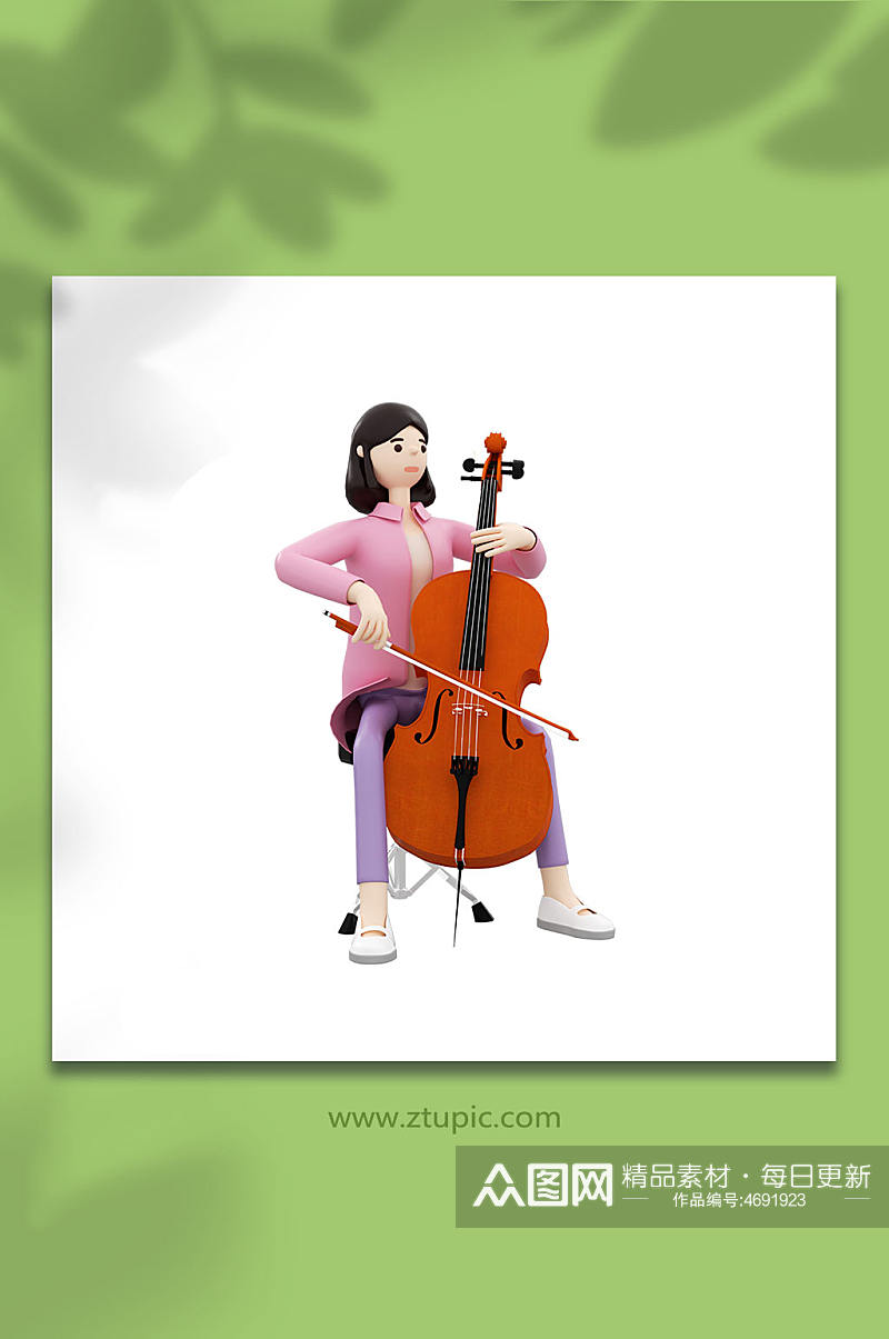 3D音乐提琴立体C4D模型PNG免抠元素素材