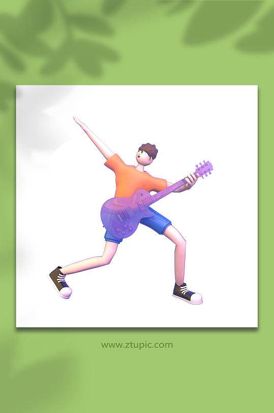 3D音乐吉他立体C4D模型PNG免抠元素-众图网