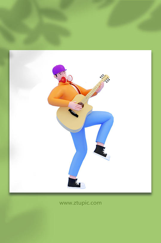 3D音乐吉他立体C4D模型PNG免抠元素-众图网