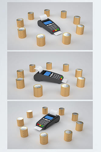 3D背景刷卡机金融理财元素C4D背景图