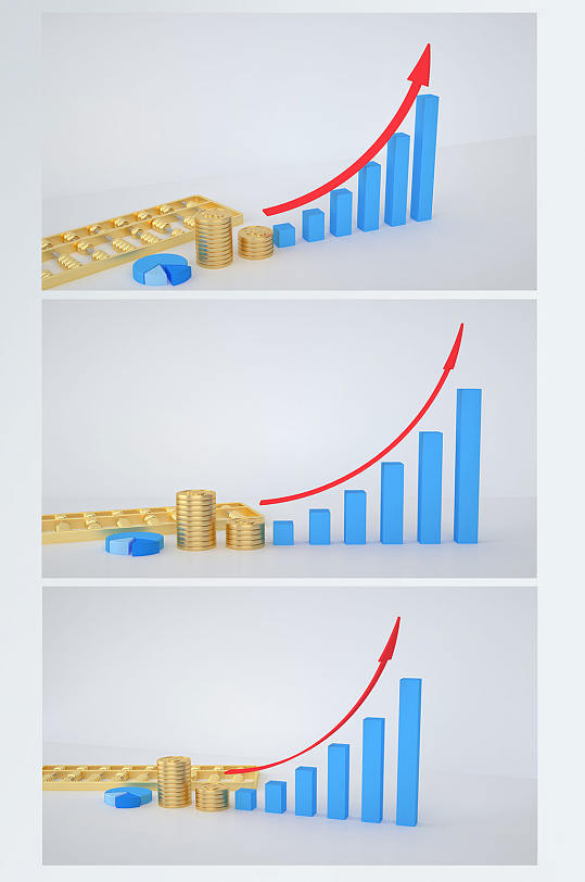 3D背景金融上涨理财元素C4D背景图