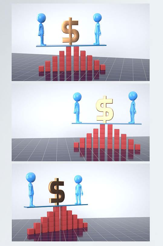 3D模型金融小人理财元素C4D背景图