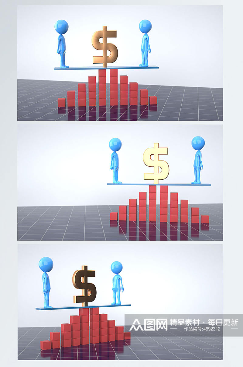 3D模型金融小人理财元素C4D背景图素材