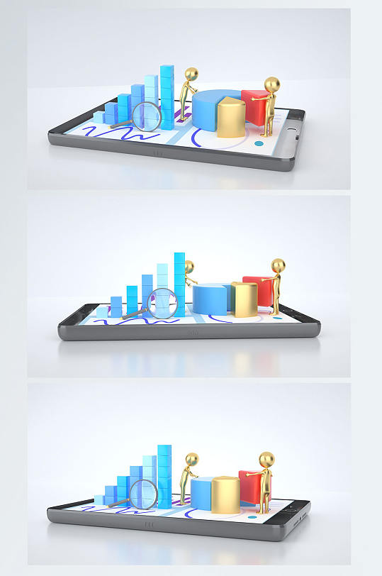 3D背景金融理财手机元素C4D模型背景图